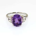 Fashion Jewelry 925 Silver 9mmx11mm Oval Amethyst Gemstone Ring with Cubic