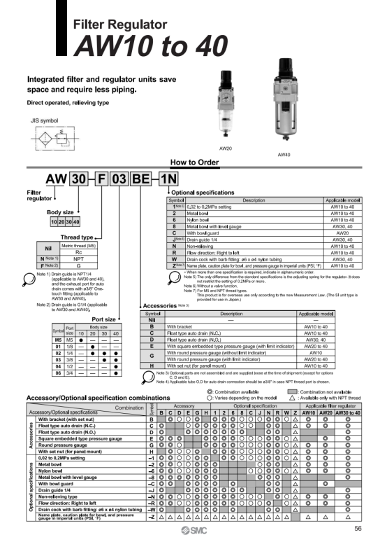 SMC Pilot Operated Solenoid Dual Electronic Control Normally Open AW40-04-2R-B for Pressure Adjustment Range 0.05-0.85MPa