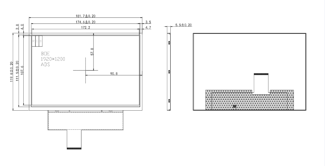 8-inch WUXGA (1920x1200) High-Brightness 1200nits TFT LCD Display with LVDS Interface