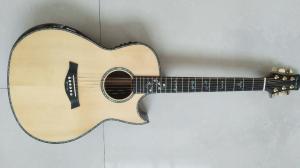 China Free shipping dreadnought customize guitar cut-away AAAA all solid single cut guitar custom acoustic electric guitar factory