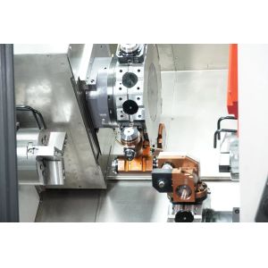 Accurate 380V Dual Spindle Dual Turret Lathe High Performance