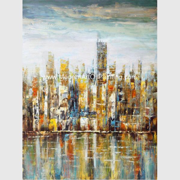 Contemporary Oil Paintings , Professional Modern Cityscape Wall Canvas