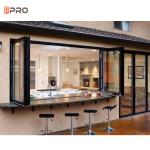 Residential Aluminium Folding Windows Huge Glass Burglar Bars Horizontal Bi Fold