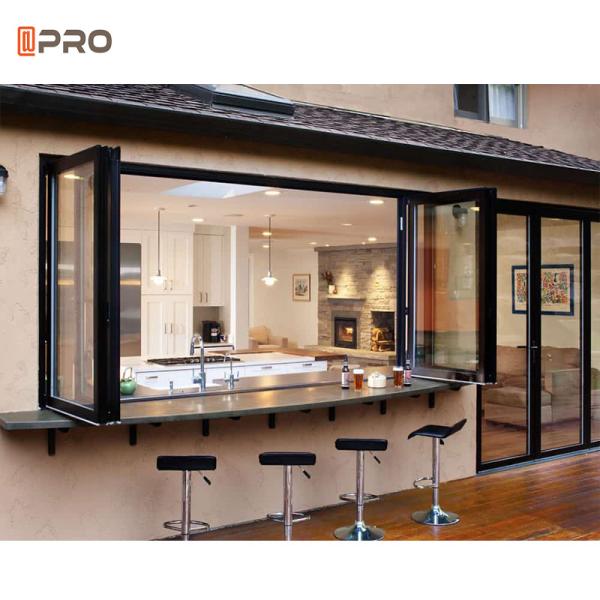 Residential Aluminium Folding Windows Huge Glass Burglar Bars Horizontal Bi Fold