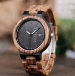 OEM ODM Supported Wooden Quartz Watch , Round Mens Wooden Wrist Watch