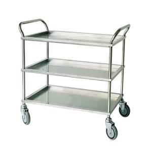 China Three Tier Stainless Steel Surgical Instrument Trolley Metal Handle In Silver factory