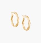 Custom Fashion Earrings Thick 18 Gold Plated Wave Stainless Steel Hoops