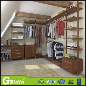 China Aluminum accessories wooden shelves Mordern pole system wardrobe walk in closet for sale factory