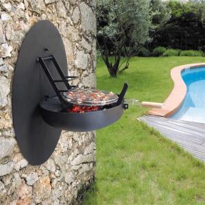 China Decorative Wall Mounted Corten Steel BBQ Grill Fire Pit Retractable factory