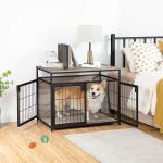 Breathable Wood Pet Furniture Wooden Dog Crate Side Table With 3 Doors
