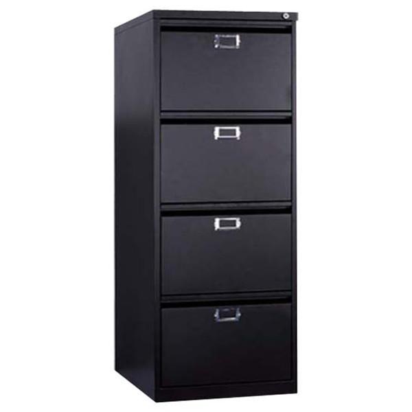 4-Drawer Metal Filing Cabinet With Aluminium Alloy Card Holder Matt Black Powder