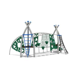 China Outdoor Kids Playground Slides Equipment Plastic With Climbing Net factory