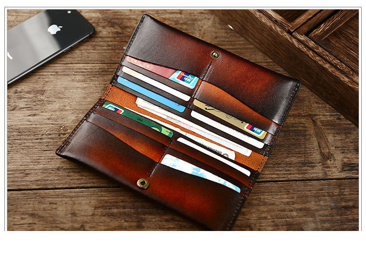 Anti-Theft Cowhide Japanese and Korean Trendy Long Wallet in First Layer Leather