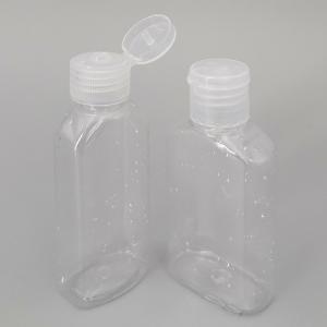 China 60ml Empty Square Alcohol Disinfection Gel Bottle, PET Plastic Clear Hand Sanitizer Bottle With PP Flip Top Cap factory