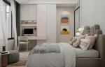 Warm Girl Pink Bedroom Wardrobe Closets With Desk And Open Door