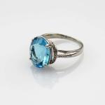925 Silve 10mmx12mm Blue Topaz Cubic Zircon Gemstone Ring (R139)