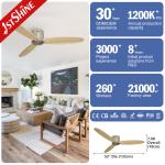 220V Flush Mount Remote LED Ceiling Fan With Solid Wood Blades