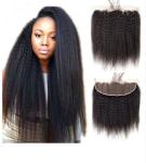Real Human Kinky Straight Virgin Dyeable Hair Extensions Natural Color