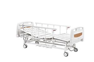 China Two Crank Manual Care Bed PP Head Board Central Control Wheel Manual Hospital Bed factory