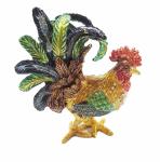 Pretty Cock metal jewelry box Rooster enamel treasure trinket box