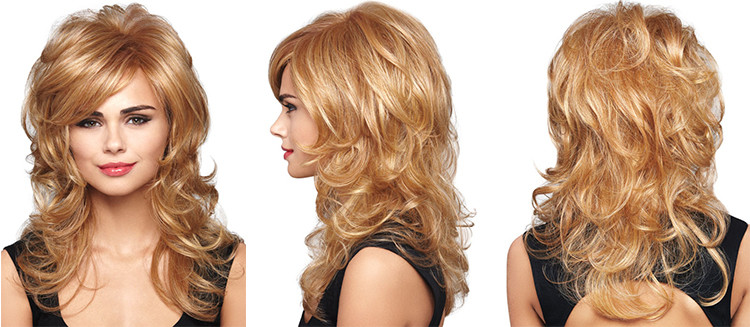 Synthetic Long Ladies Synthetic Wigs Heat Resistant Fiber Dark Blonde Wigs