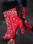 Colorful Snake Prints Waterproof Ladies High Heeled Boots Peep Toe Lace Up