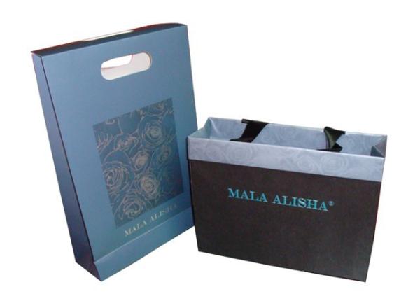 Black / White Mala Alisha 250g Paper Carrier Bag 0c+1c Printing, Custom Shopping