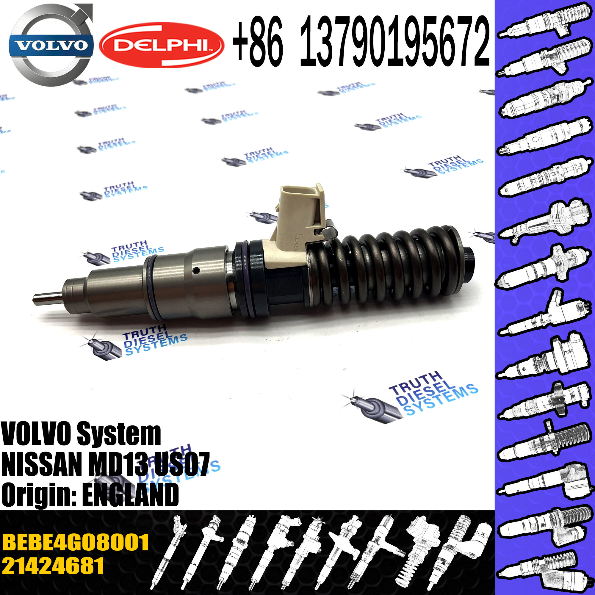 MD13 US07 Engine Diesel Injector 21424681 Unit Pump Injector Electronic Unit BEBE4G08001 For VOL TRUCK
