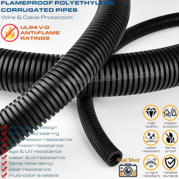 Polyethylene Fireproof Black Flexible Pipe (UL94 V-0), AD7~AD108 Plastic