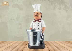 China Polyresin Chef Bottle Holders Restaurant Italian Chef Tabletop Statue Wine Rack factory