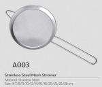 Food grade silicone handle stainless steel fine mesh kitchen strainer two ears