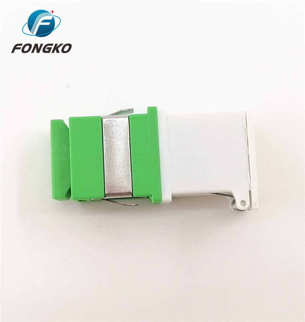 Auto Shutter APC Simplex Singlemode White Green Shell metal shrapnel Adapters SC/APC Fiber Optic Adapter