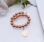 Custom Fine Beaded 14k 18k Gold Ball Chain Bracelet 925 Sterling Silver Heart