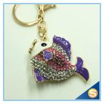 Lovely Goldfish Fish Cute Crystal Rhinestone Charm Pendant Purse Car Key Ring