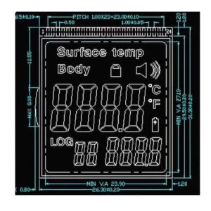 RYD2119TM01 Custom Segment LCD Display Object Body Temp Indicator Zebra