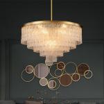 Gold Dining Room Villa Luxury Crystal Pendant Light Height 55cm