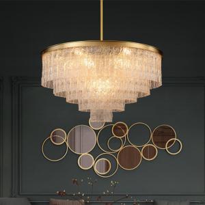 China Gold Dining Room Villa Luxury Crystal Pendant Light Height 55cm factory