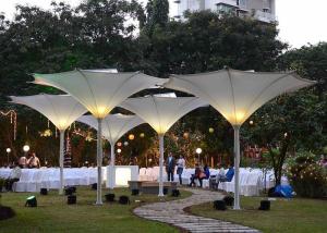 China Electric Sunshade Tulip Umbrella 6*6m Elegant Steel Frame Structure factory