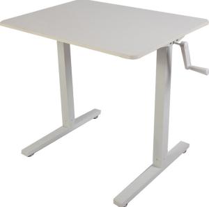 China Children's Manual Height Adjustable Study Desk in White Wooden Panel for Mail Packing factory