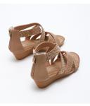 BS165 Fashion Sandals Women'S European And American Rhinestone Cross Strap Back