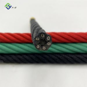 6*8 FC Twisted Polyester Combination Rope 16mm 6 Strand With Metal Core