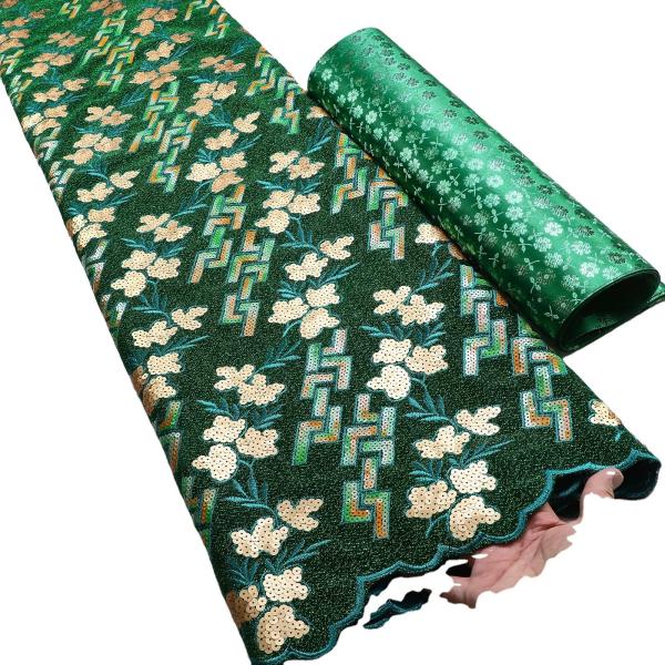Embroidered African French Velvet Lace Fabric for Sequins Velvet Tulle Lace