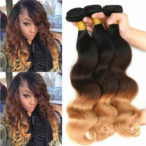 China 100% Real Brazilian Ombre Human Hair Body Wave No Shedding Color 1b / 4 / 27# factory
