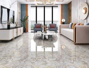 China 3pcs/ctn SGS Gold Colour Floor Tiles Glazed Full Body Marble 800x800mm factory