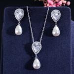 Ladies Luxury CZ Zircon Bridal Wedding Jewelry Sets Exquisite Necklace Earring