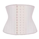 White Short Torso Waist Trainer 9 Boned Latex Steel Boned Waist Training Corset