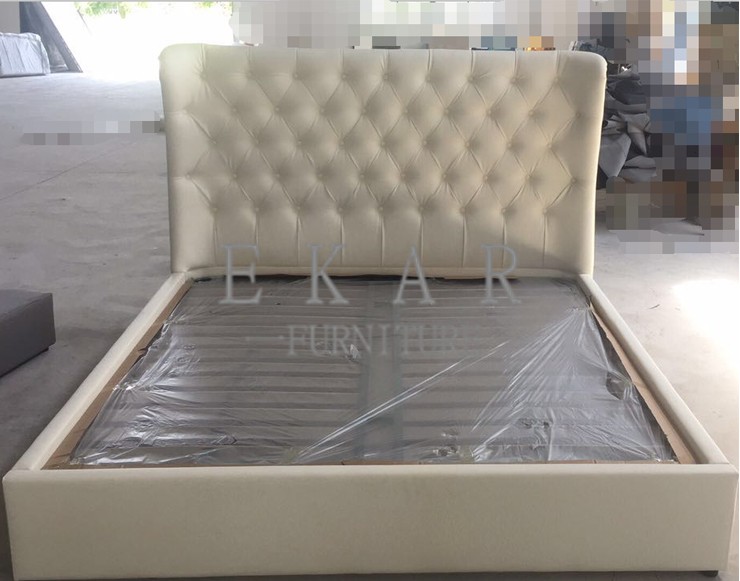 Simple Design Wooden Double Leather Bed Frame