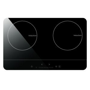 China Metal Shell Crystal Glass Double Cooktop Induction factory