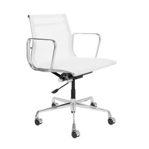 China Swivel Low Back Computer Chair White Mesh Seat Office Room Furniture factory