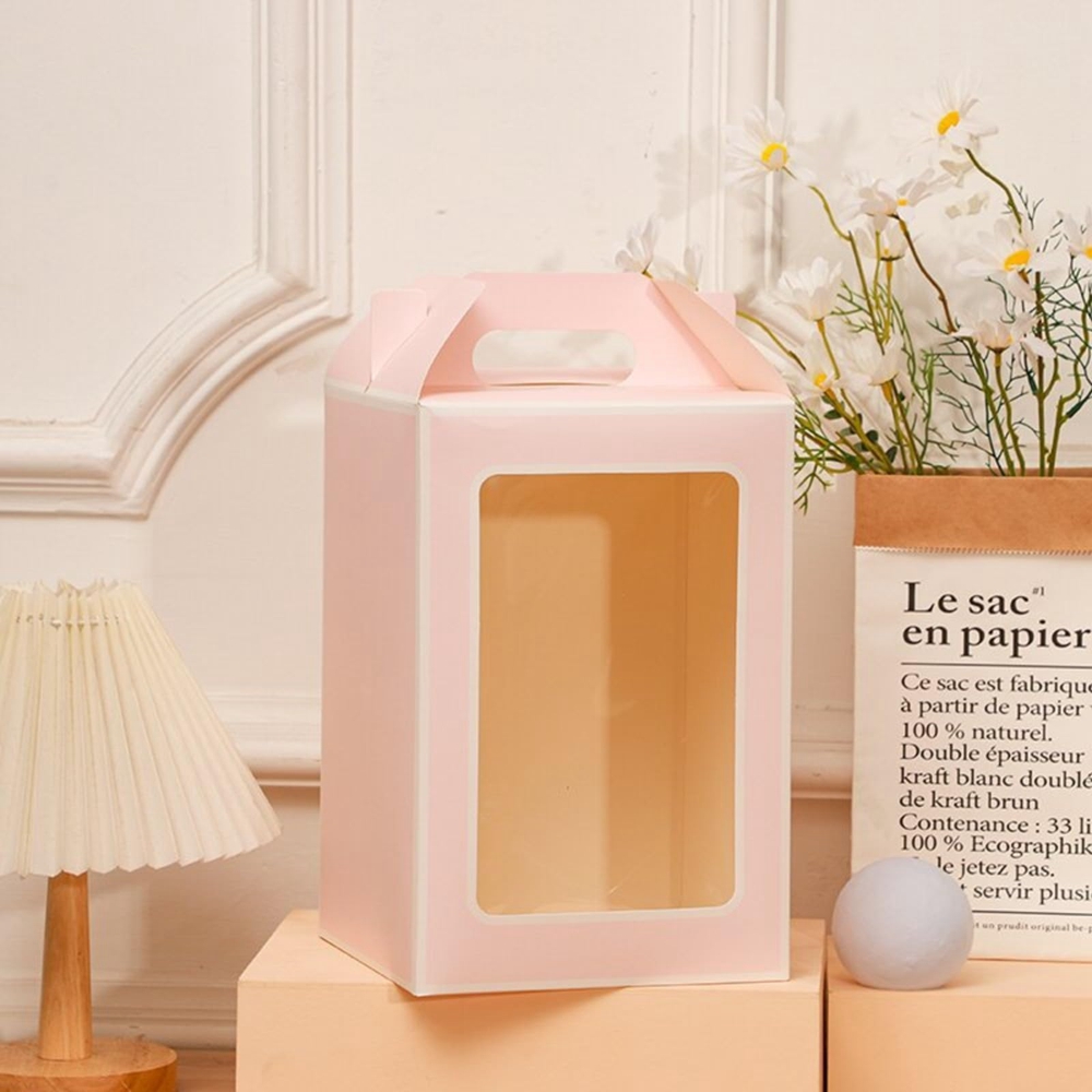 Custom Folding Paper Box With Handle And Clear Window Front L*W*H cm For Candle Packaging